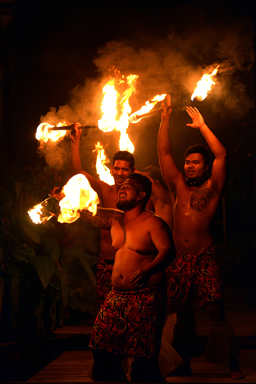 Fire dancers in Raro