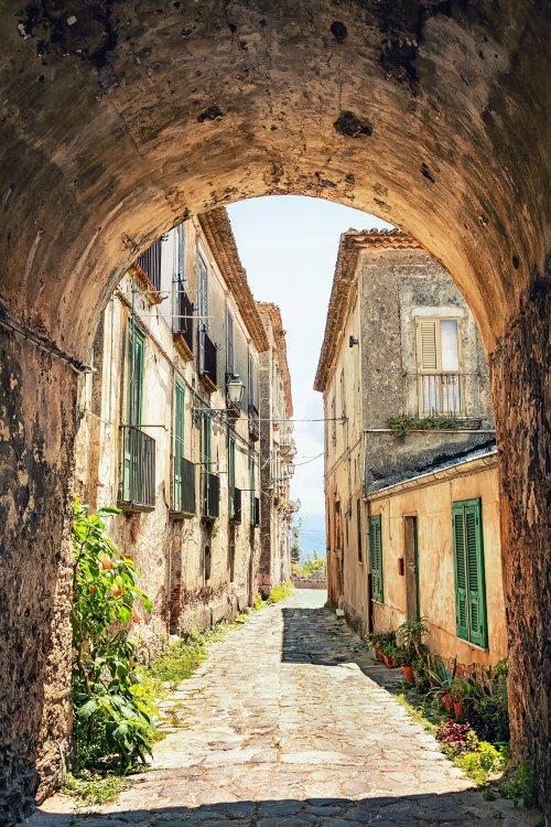 Beautiful old street in Tuscany 158075963
