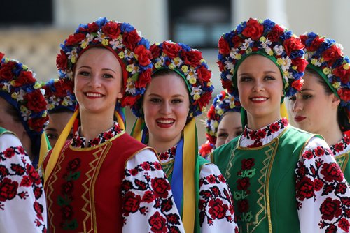 Girls in folk dress in Croatia