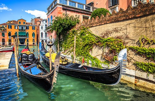 Gondolas in Venice canal