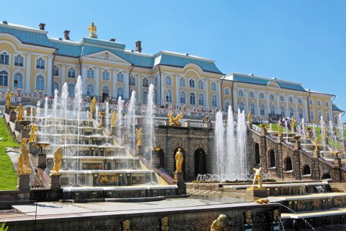 Grand Cascade Fountains Peterhof Palace garden St. Petersburg