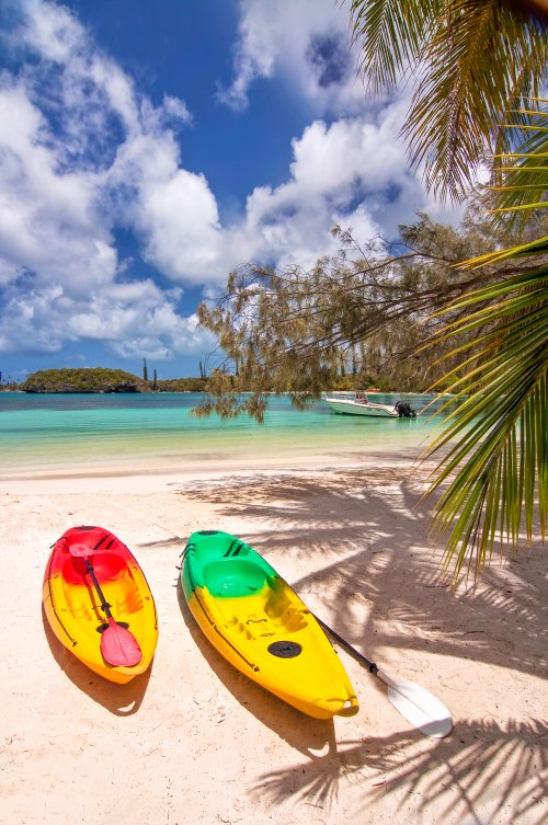 New Caledonia Colorful canoes Isle of Pines