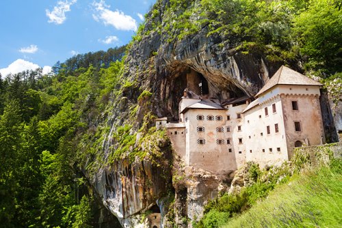 Predjama castle built inside mountain