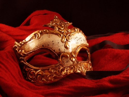 Red velvet with gold mask