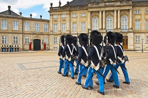 Royal Guard in Amalienborg Castle in Copenhagen