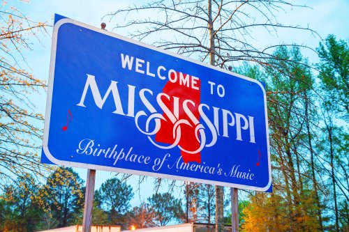 Southern USA Welcome to Mississippi sign