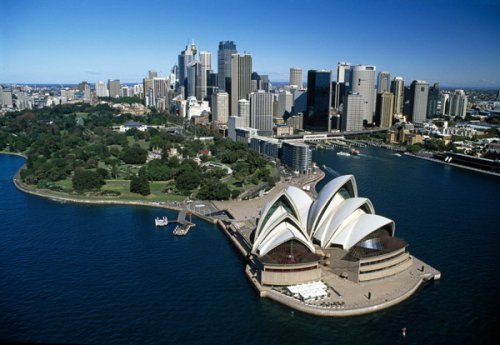 sydney opera house Austr Syd harbor skyline australia photo robert wallace