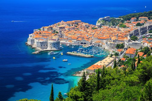 view of the walled city Dubrovnik Croatia