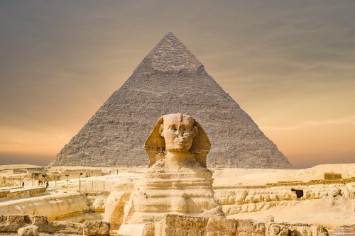 The Sphinx and Pyramid in Cairo